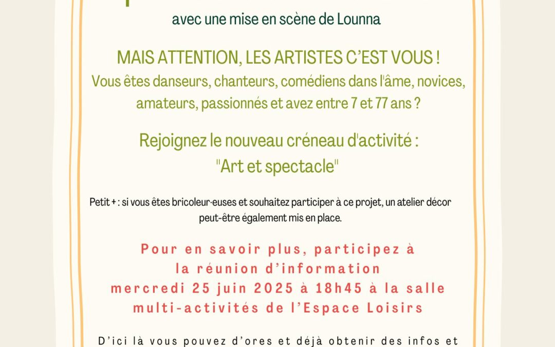 Réunion d’information – spectacle de Noël